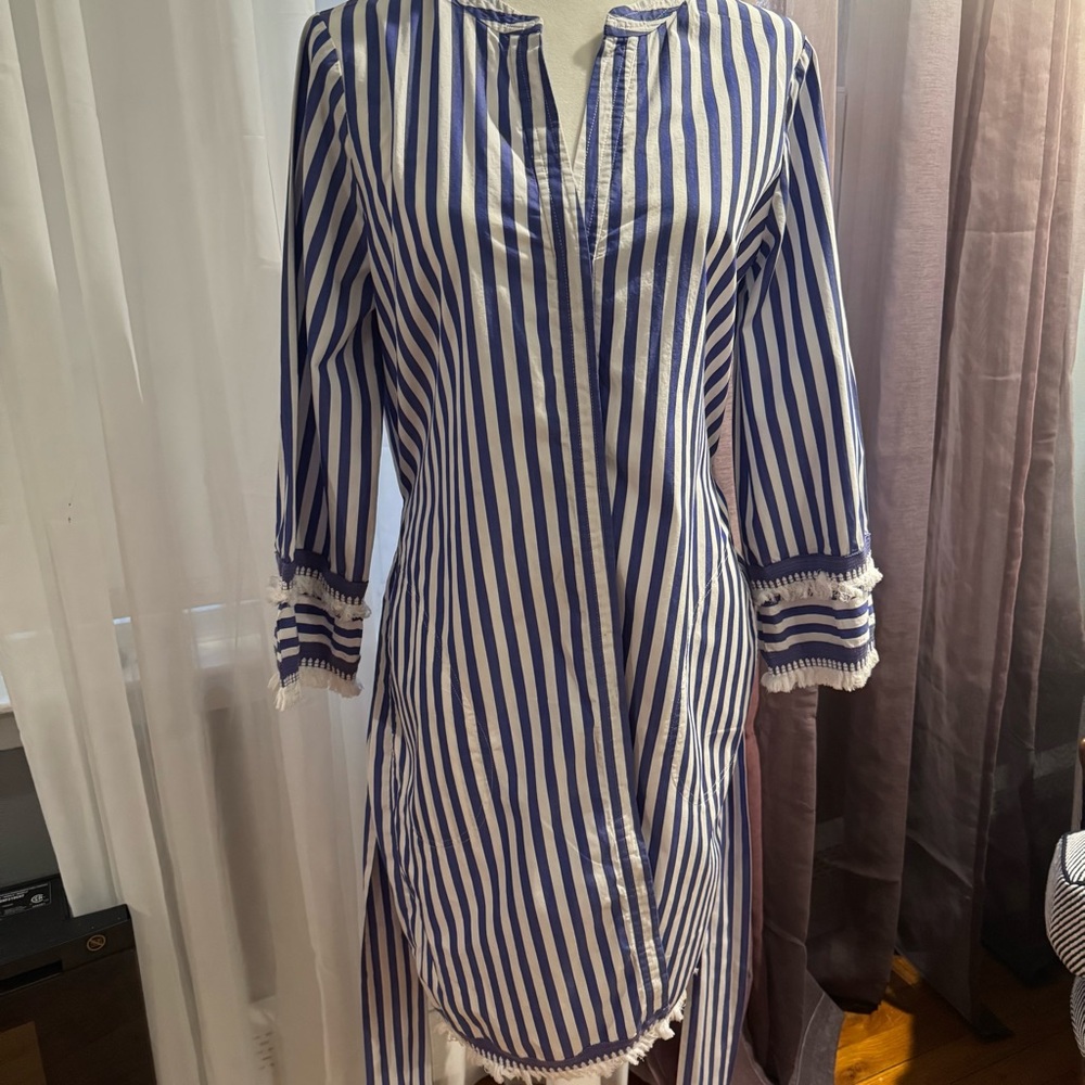 Blue and White Striped Dress - Picture 3 of 6